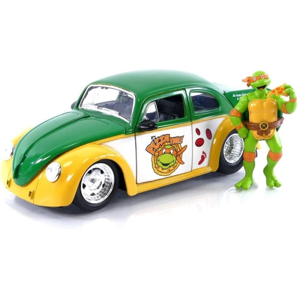 Jada Teenage Mutant Ninja Turtles 1:24 1959 Volkswagen Drag Beetle Die-cast Car & 2.75" Michelangelo Figure