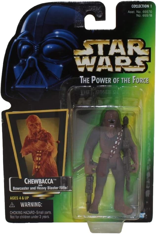 Star Wars Power of the Force Green Hologram Card Chewbacca with Bowcaster and Heavy Blaster Rifle